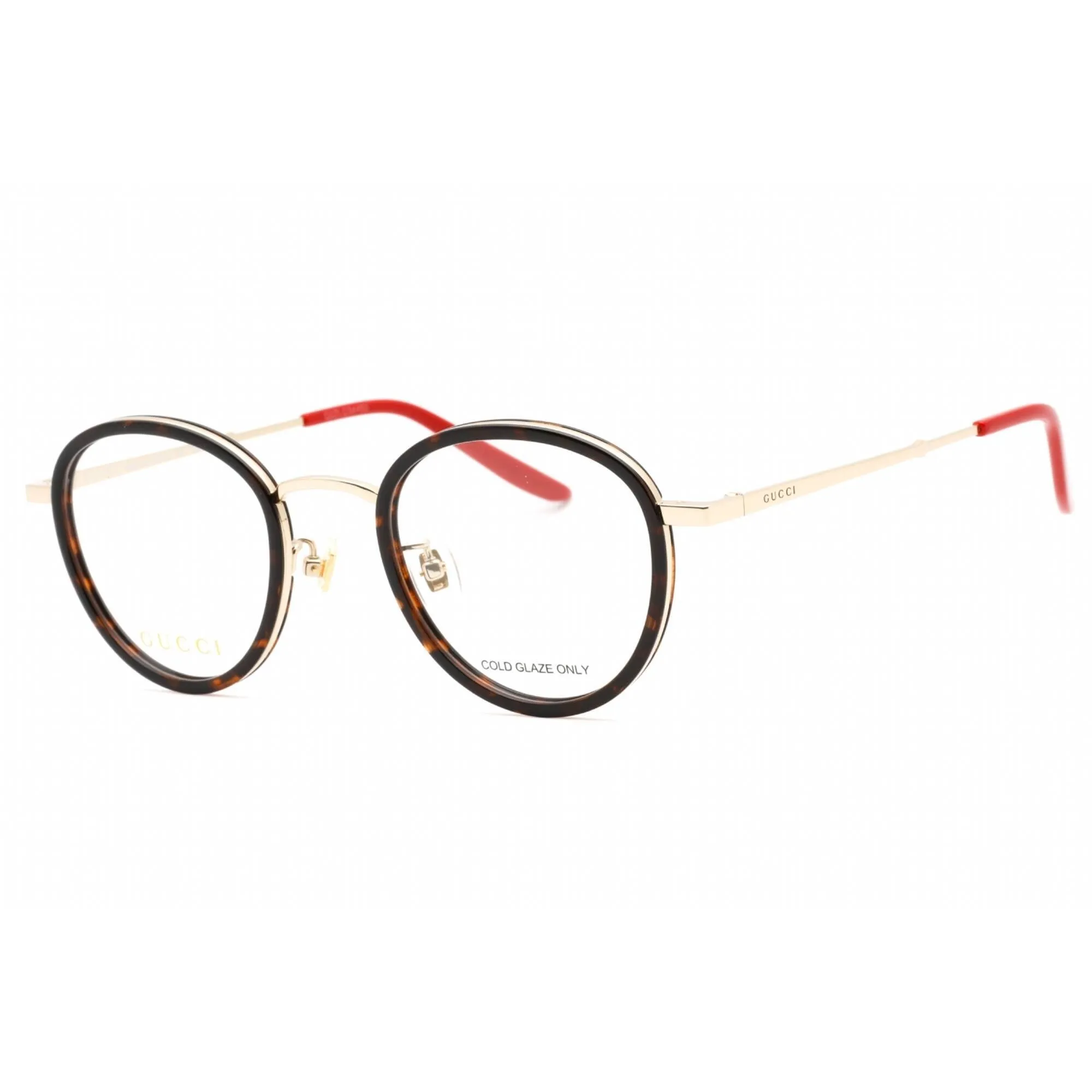 Gucci Unisex Eyeglasses - Gold Oval Full Rim Frame Transparent Lens | GG1357OJ 004