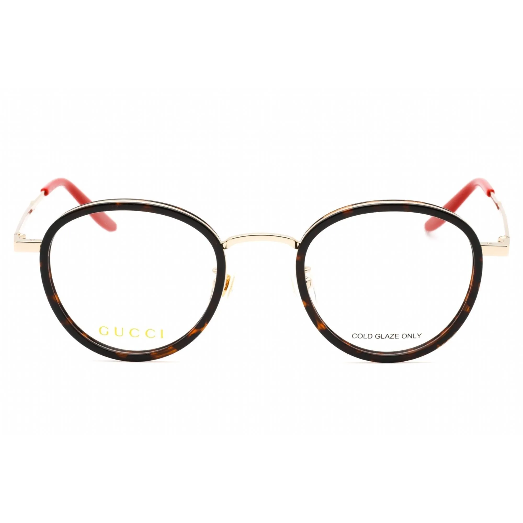 Gucci Unisex Eyeglasses - Gold Oval Full Rim Frame Transparent Lens | GG1357OJ 004