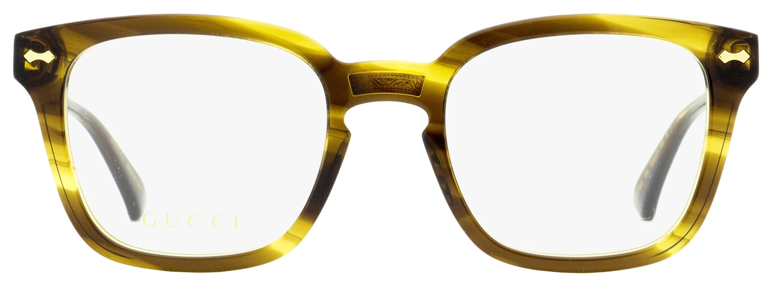 Gucci Unisex Rectangular Eyeglasses GG0184O 010 Brown Melange 50mm