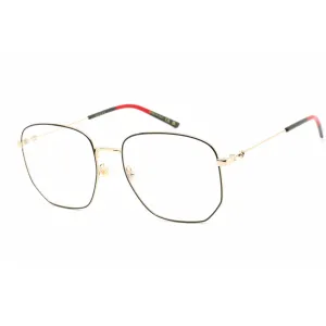 Gucci Women's Eyeglasses - Gold Black Metal Square Frame Clear Lens | GG0396O 001