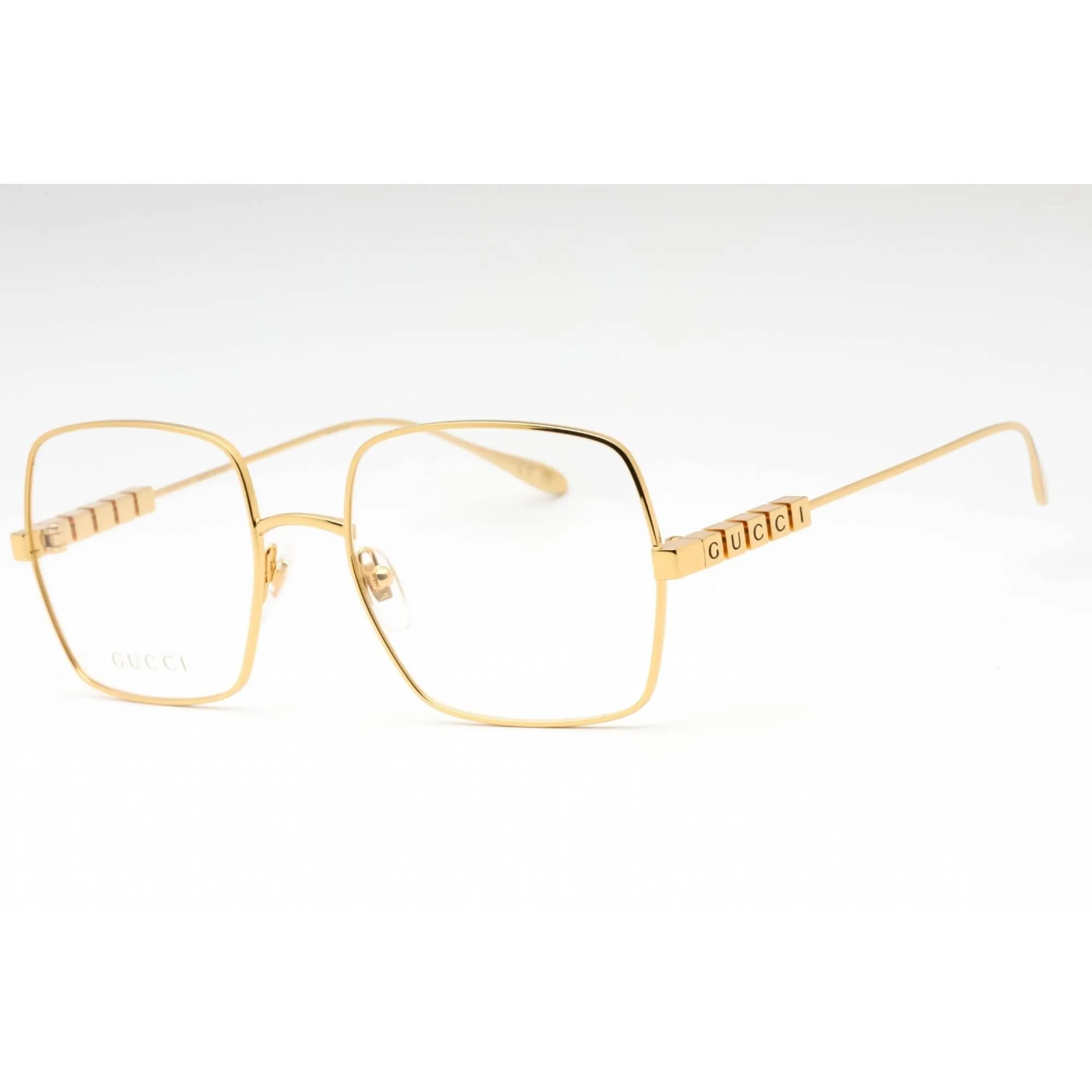 Gucci Women's Eyeglasses - Gold Metal Square Full Rim Frame Clear Lens | GG1434O 001