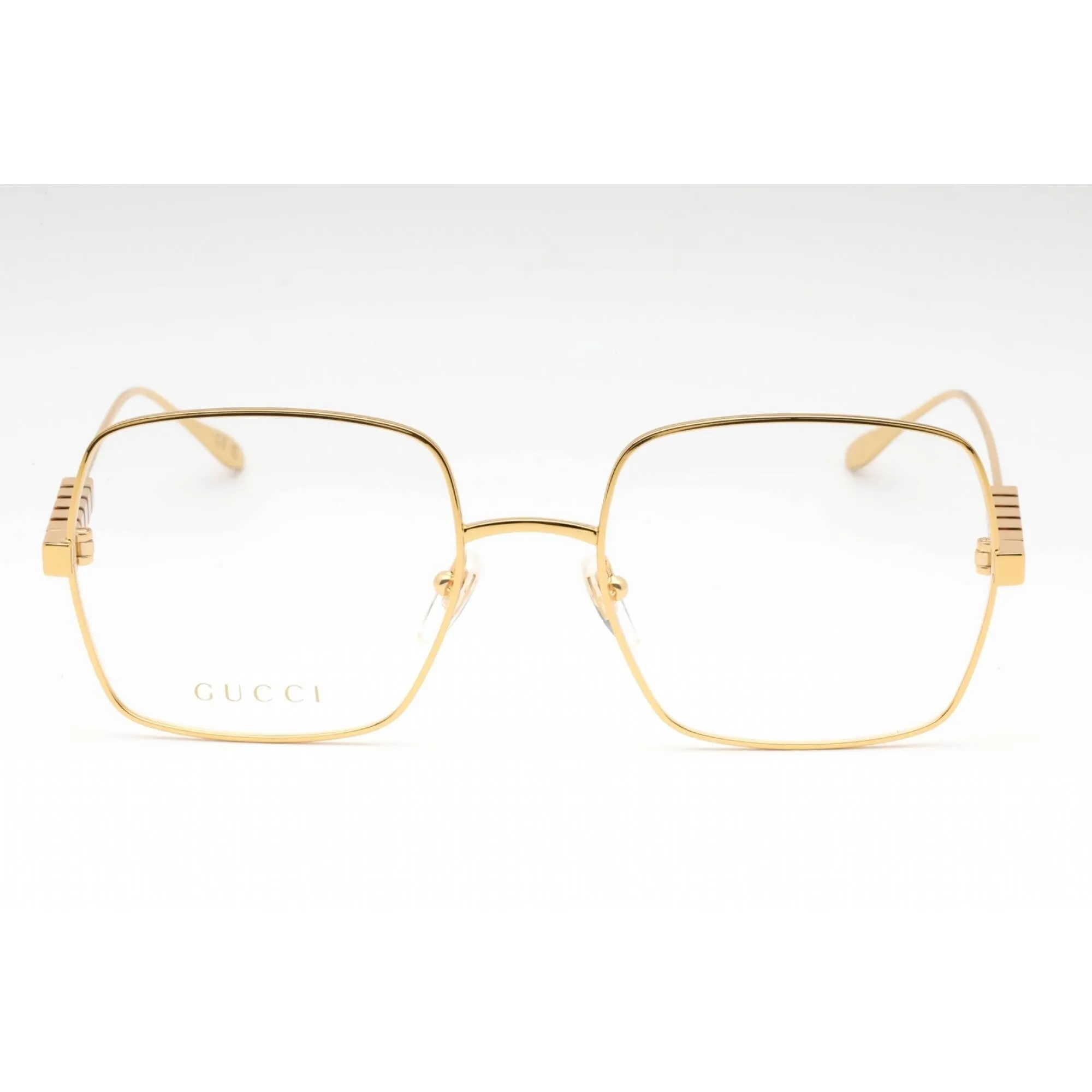 Gucci Women's Eyeglasses - Gold Metal Square Full Rim Frame Clear Lens | GG1434O 001