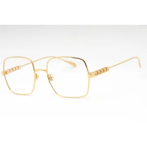 Gucci Women's Eyeglasses - Gold Metal Square Full Rim Frame Clear Lens | GG1434O 001