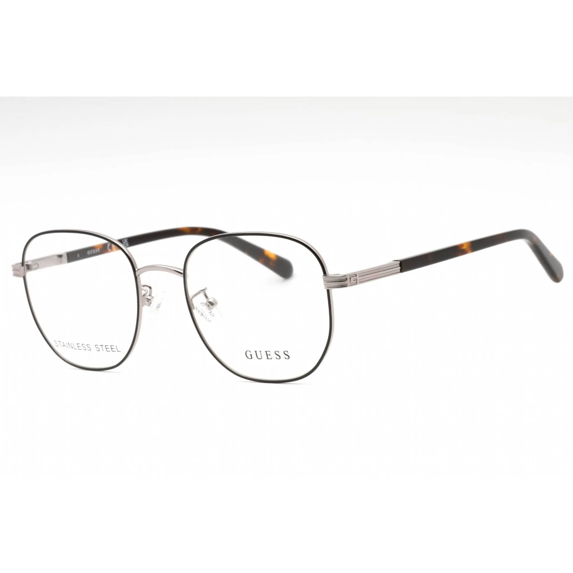 Guess Men's Eyeglasses - Shiny Dark Nickeltin Metal Full Rim Frame | GU50067-D 006