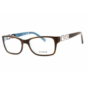 Guess Unisex Eyeglasses - Honey Brown On Blue Plastic Rectangular Frame | GU 2406 E50