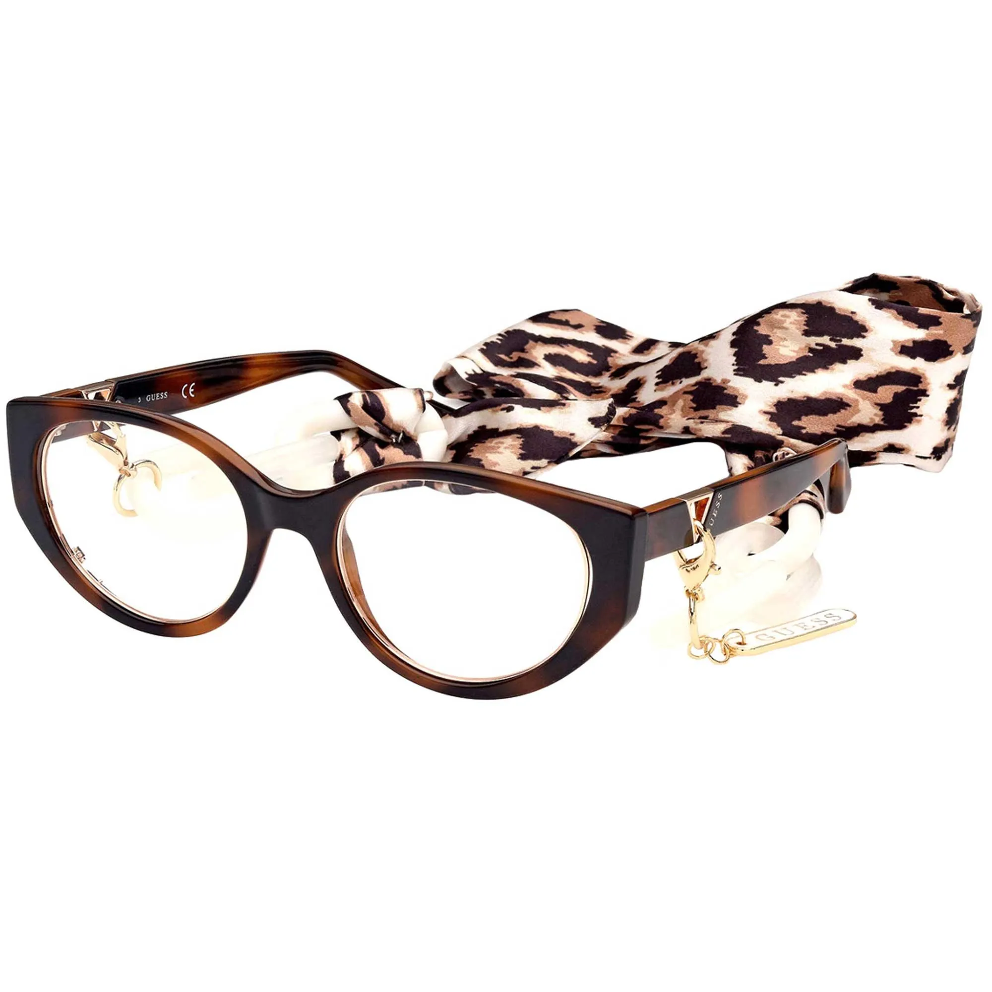 Guess Women's Eyeglasses - Clear Demo Lens Blonde Havana Cat Eye Frame | GU2885 053