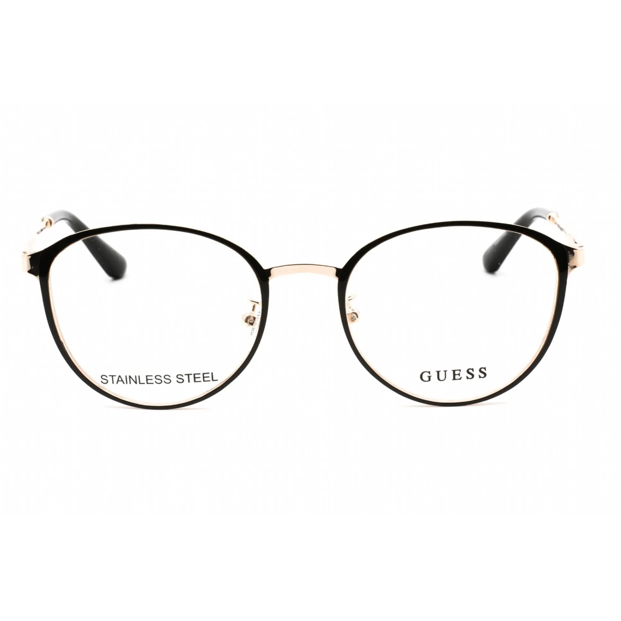 Guess Women's Eyeglasses - Full Rim Black/Gold Metal Round Shape Frame | GU2861-D 005