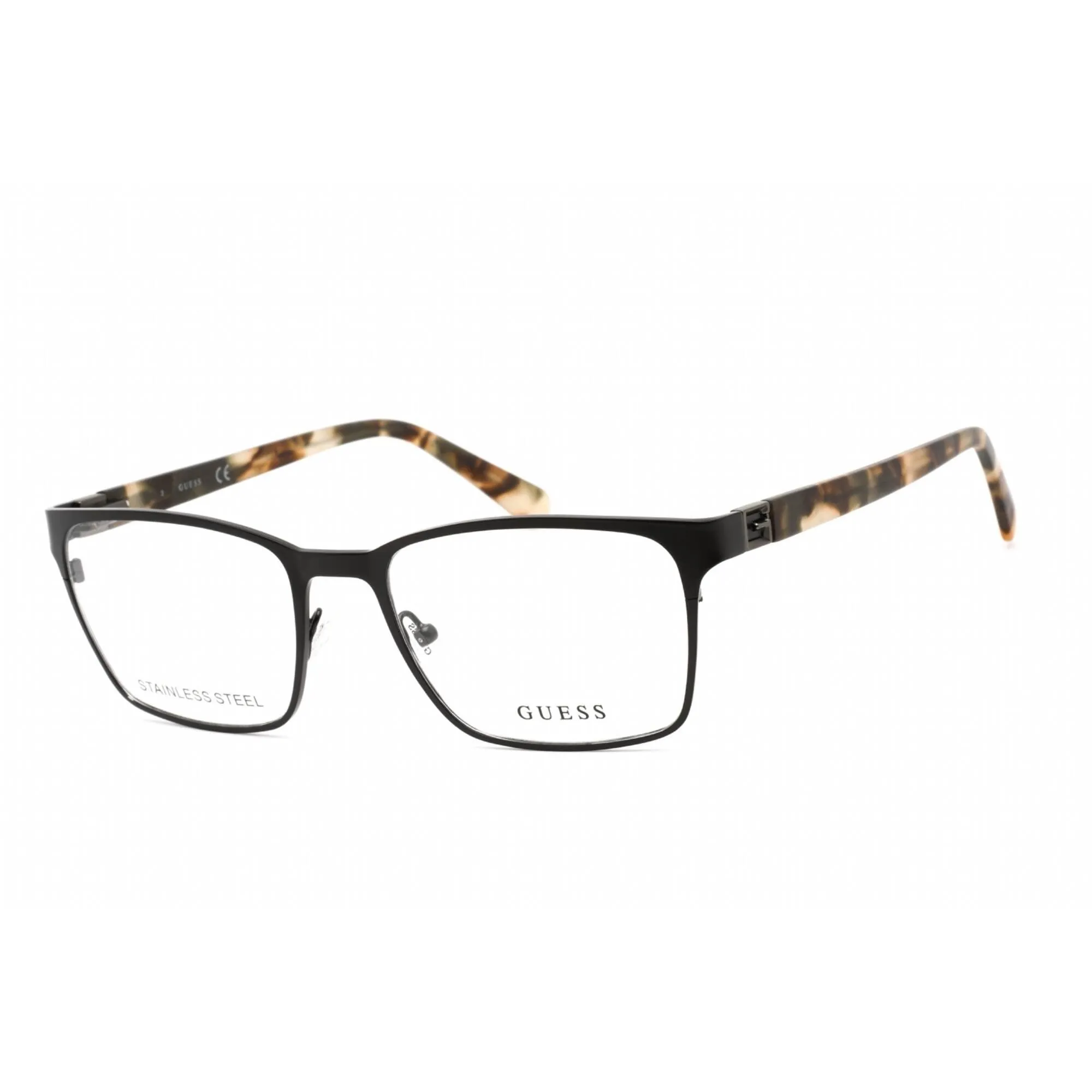 Guess Women's Eyeglasses - Full Rim Rectangular Matte Black Metal Frame | GU50019 002