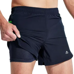 Haimont Men’s 5 Inch Trail Running Shorts with Liner 2 in 1 Quick Dry Athletic Shorts with Pockets, Moisture Wicking