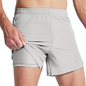 Haimont Men’s 5 Inch Trail Running Shorts with Liner 2 in 1 Quick Dry Athletic Shorts with Pockets, Moisture Wicking