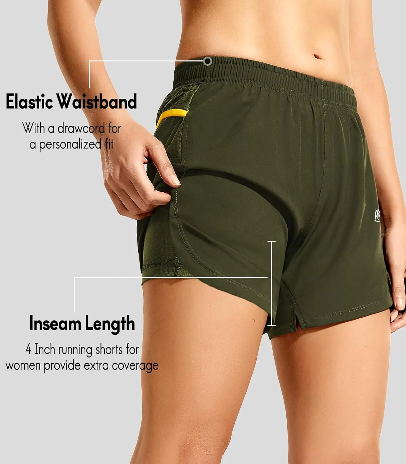 Haimont Womens Trail Running Shorts with Liner,4 in 2 in 1 Water Resistant Shorts with Pockets, Quick Dry Breathable
