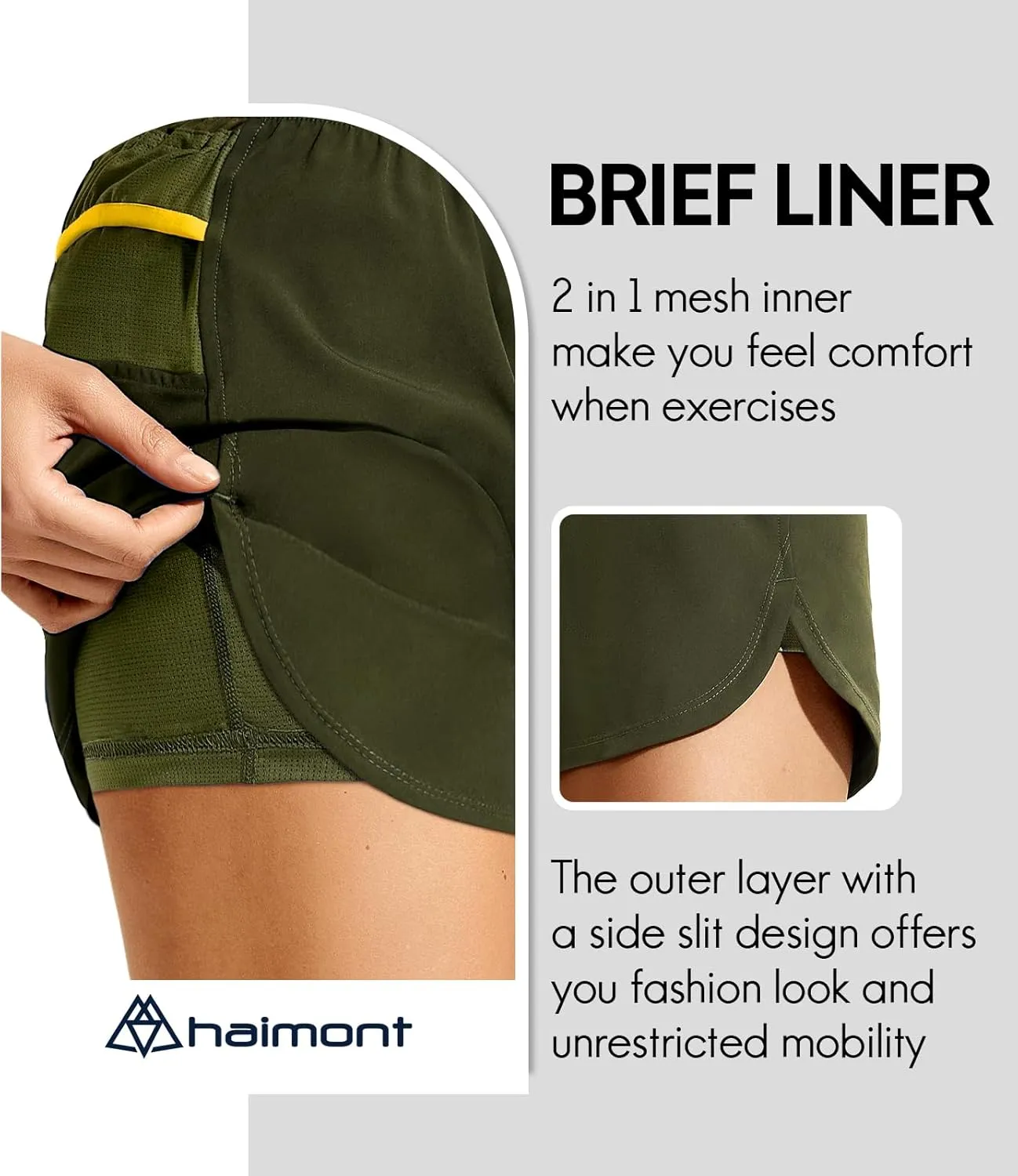 Haimont Womens Trail Running Shorts with Liner,4 in 2 in 1 Water Resistant Shorts with Pockets, Quick Dry Breathable