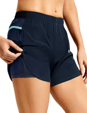Haimont Womens Trail Running Shorts with Liner,4 in 2 in 1 Water Resistant Shorts with Pockets, Quick Dry Breathable