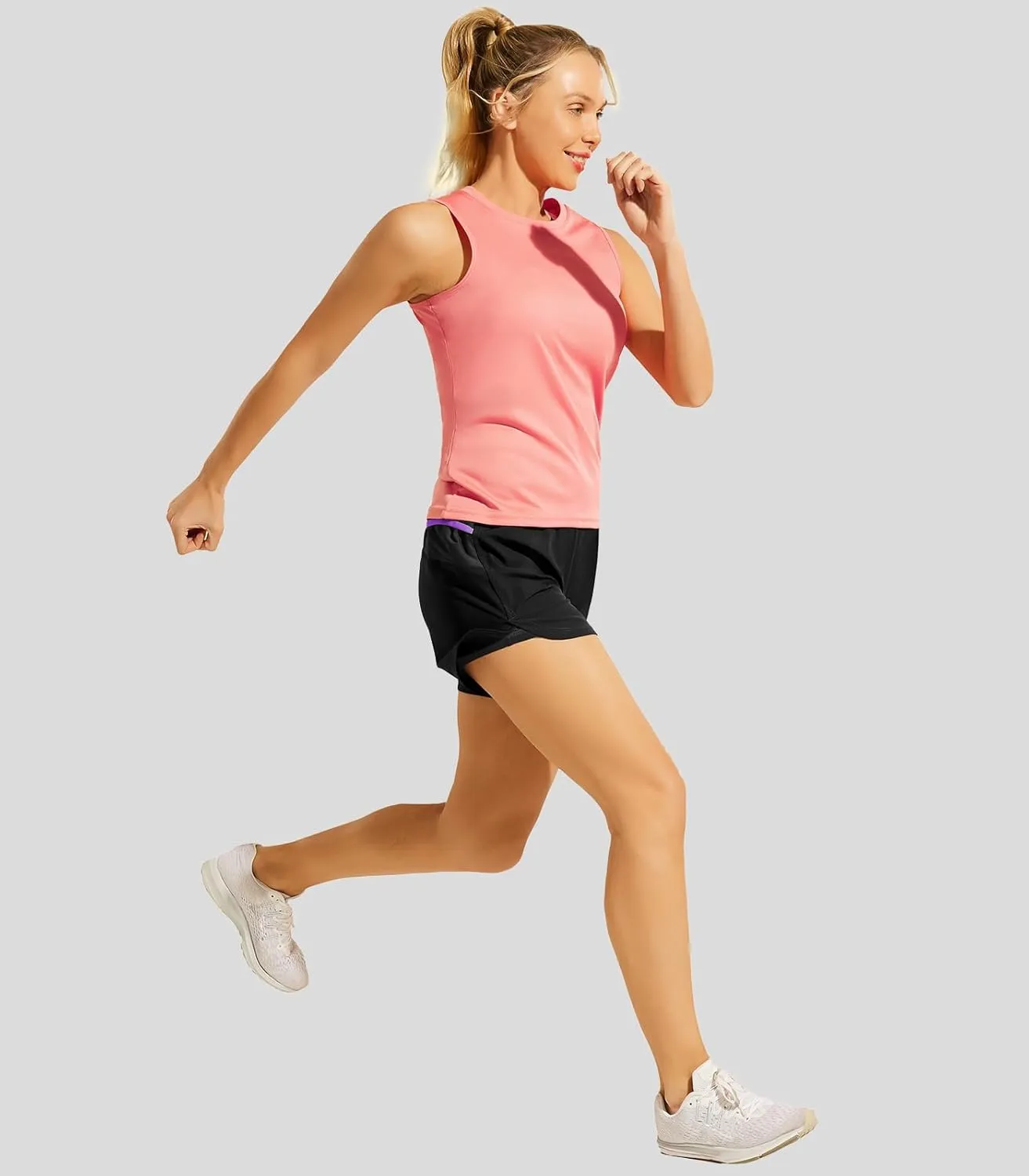 Haimont Womens Trail Running Shorts with Liner,4 in 2 in 1 Water Resistant Shorts with Pockets, Quick Dry Breathable