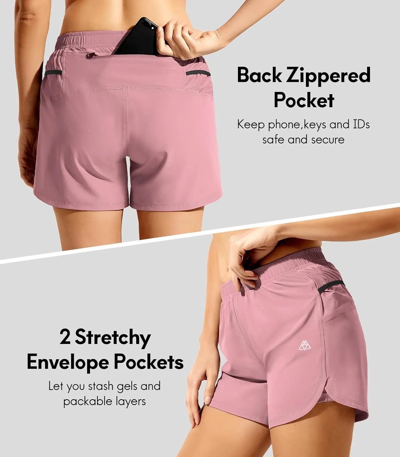 Haimont Womens Trail Running Shorts with Liner,4 in 2 in 1 Water Resistant Shorts with Pockets, Quick Dry Breathable