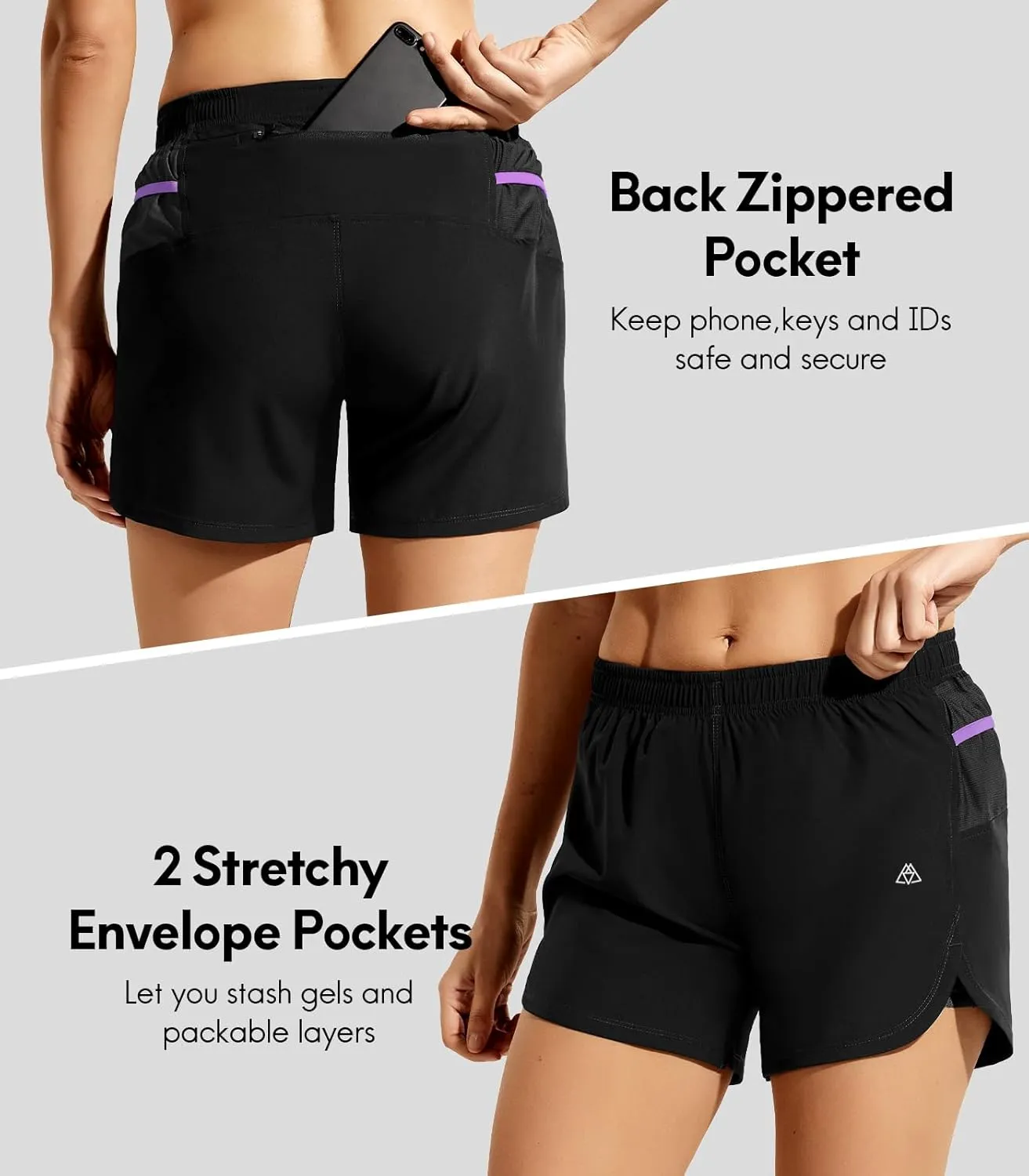 Haimont Womens Trail Running Shorts with Liner,4 in 2 in 1 Water Resistant Shorts with Pockets, Quick Dry Breathable