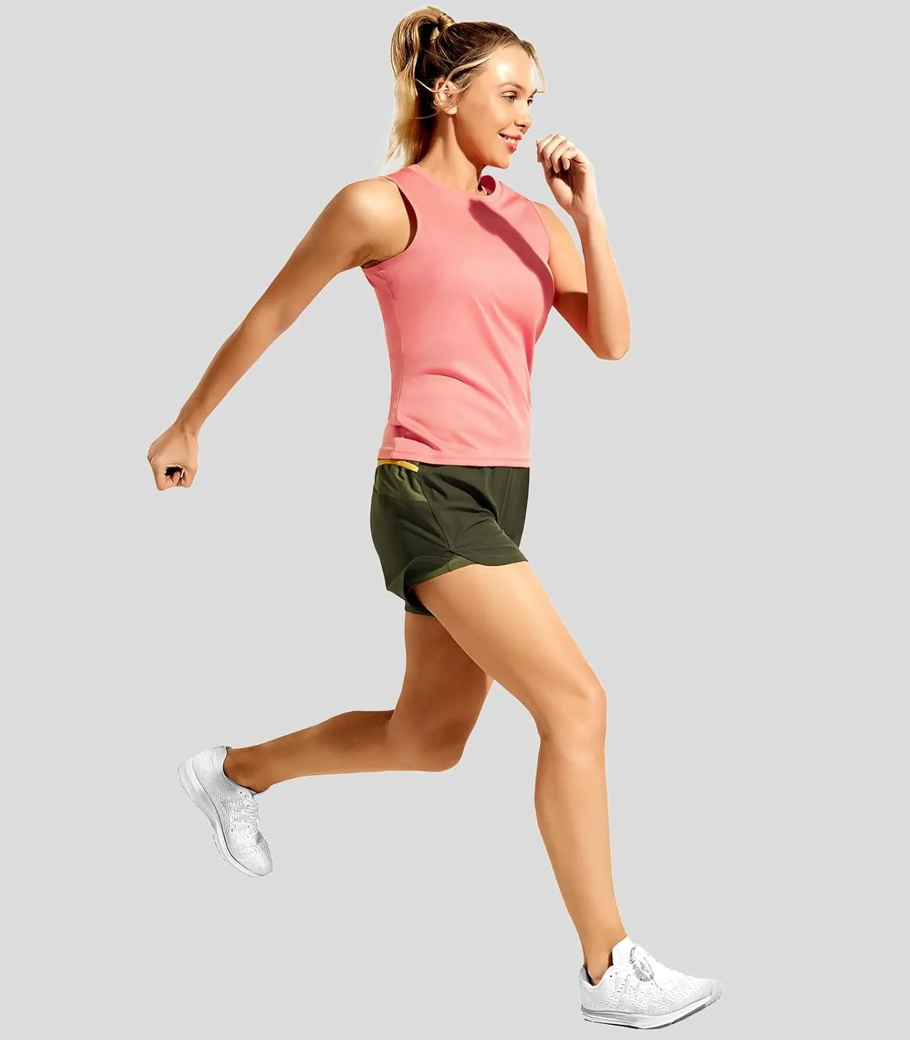 Haimont Womens Trail Running Shorts with Liner,4 in 2 in 1 Water Resistant Shorts with Pockets, Quick Dry Breathable