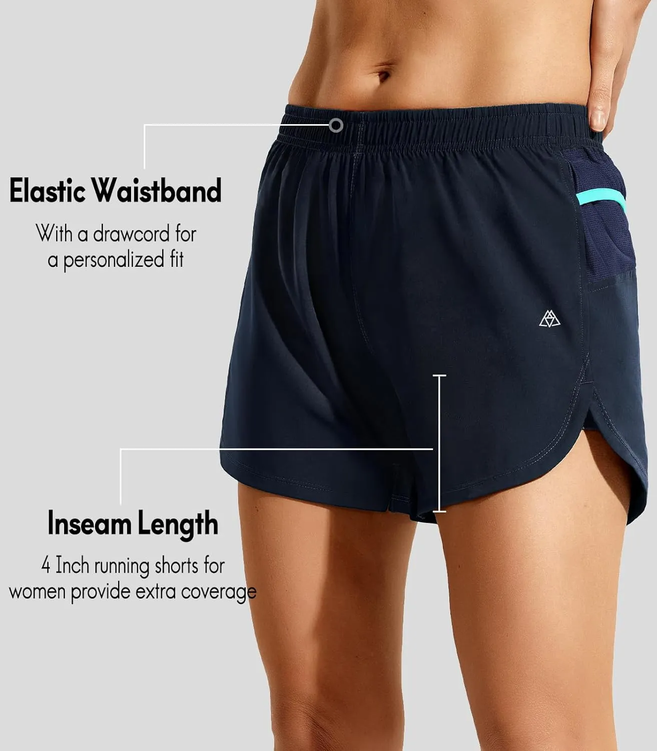 Haimont Womens Trail Running Shorts with Liner,4 in 2 in 1 Water Resistant Shorts with Pockets, Quick Dry Breathable