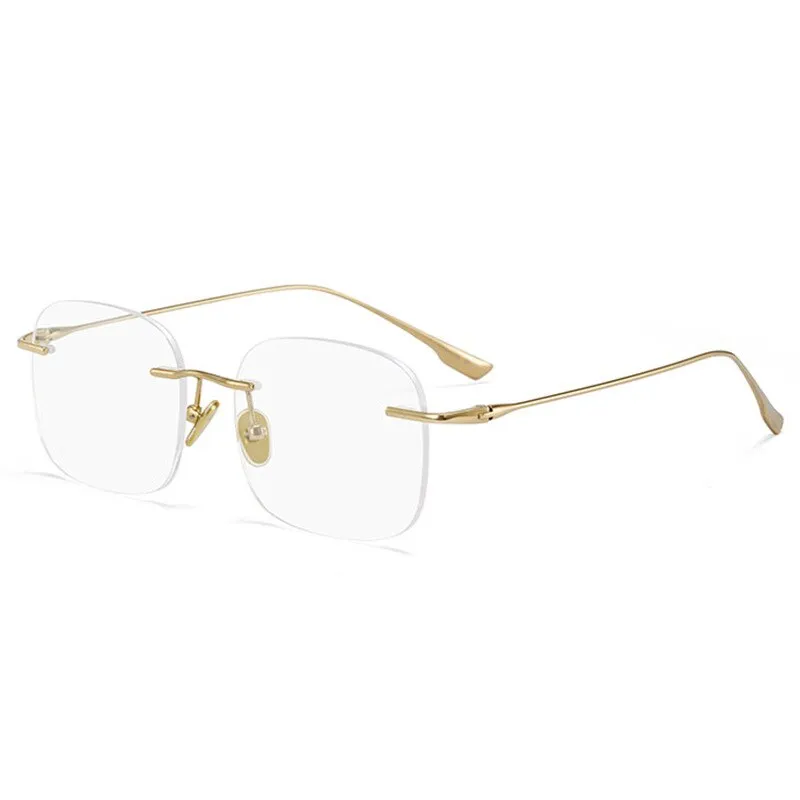 Handoer Men's Rimless Customized Lens Shape Titanium Eyeglasses 99219