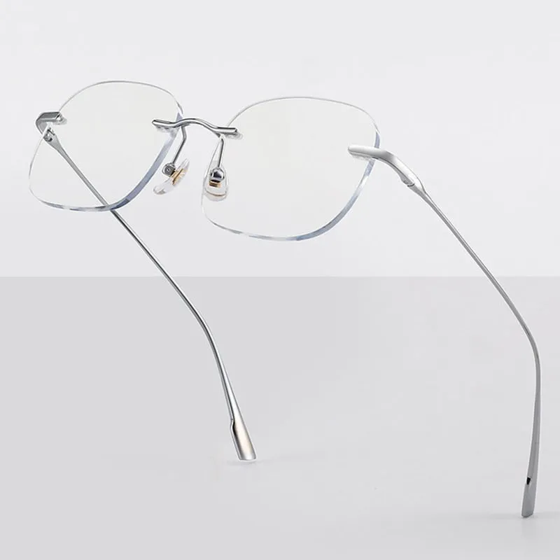 Handoer Men's Rimless Customized Lens Shape Titanium Eyeglasses 99219