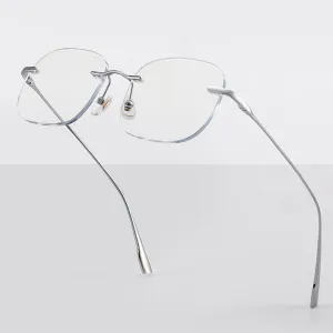 Handoer Men's Rimless Customized Lens Shape Titanium Eyeglasses 99219
