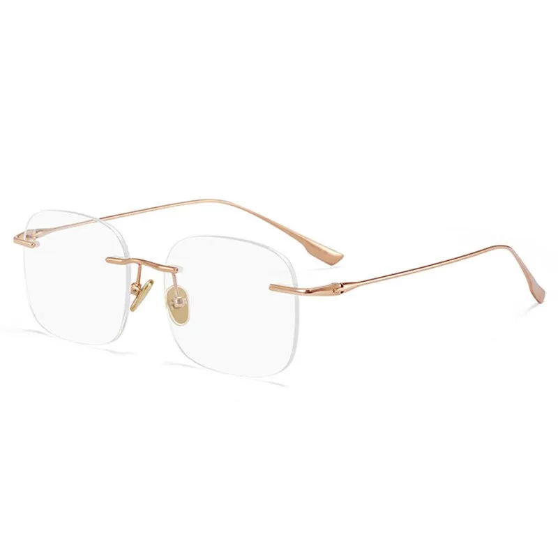 Handoer Men's Rimless Customized Lens Shape Titanium Eyeglasses 99219
