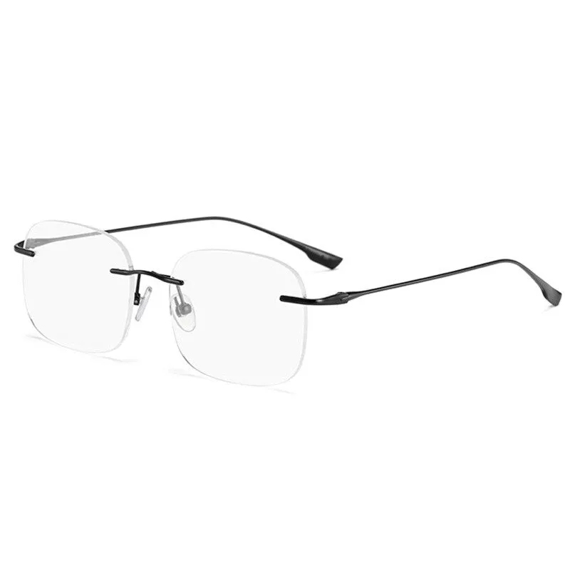 Handoer Men's Rimless Customized Lens Shape Titanium Eyeglasses 99219