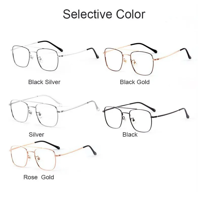 Handoer Unisex Full Rim Irregular Square Titanium Double Bridge Eyeglasses 86067