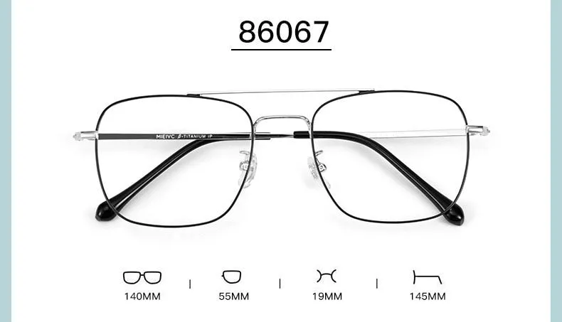 Handoer Unisex Full Rim Irregular Square Titanium Double Bridge Eyeglasses 86067