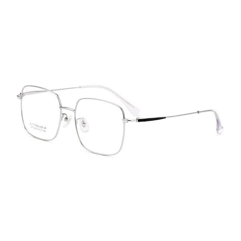 Handoer Unisex Full Rim Large Square Titanium Eyeglasses 17004