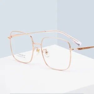 Handoer Unisex Full Rim Large Square Titanium Eyeglasses 17004