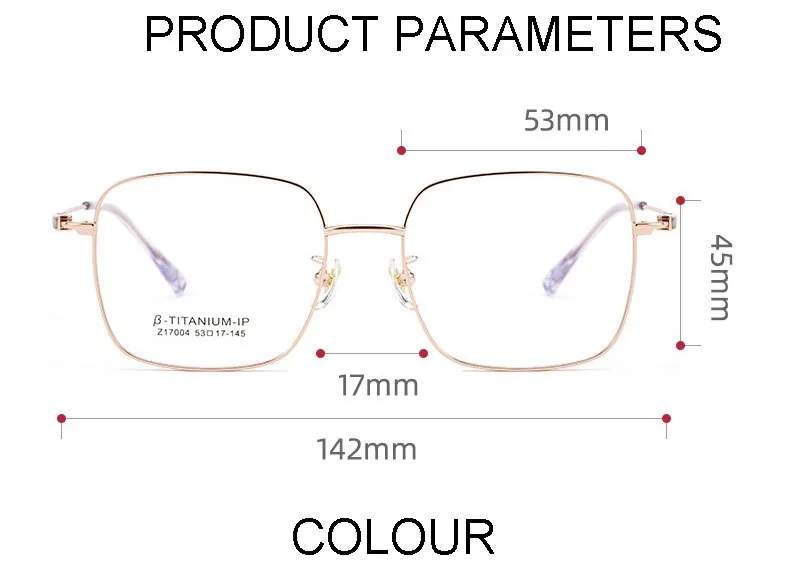 Handoer Unisex Full Rim Large Square Titanium Eyeglasses 17004