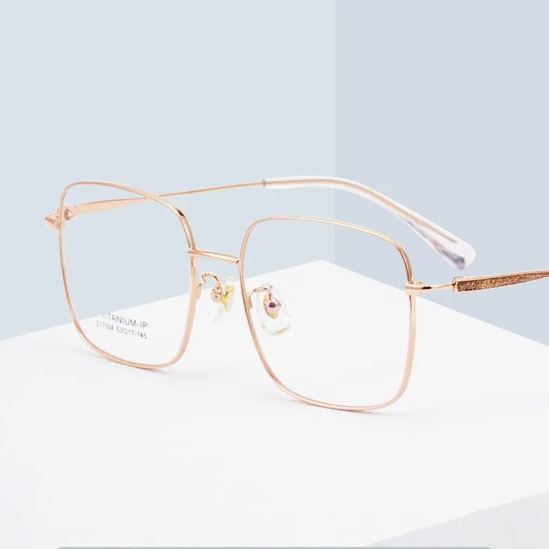 Handoer Unisex Full Rim Large Square Titanium Eyeglasses 17004