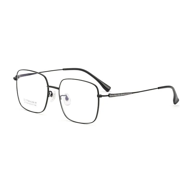 Handoer Unisex Full Rim Large Square Titanium Eyeglasses 17004