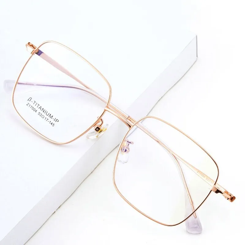 Handoer Unisex Full Rim Large Square Titanium Eyeglasses 17004
