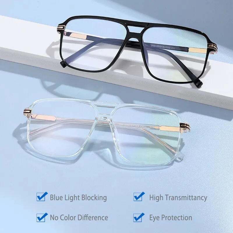 Handoer Unisex Full Rim Round Square Double Bridge Tr 90 Eyeglasses 260