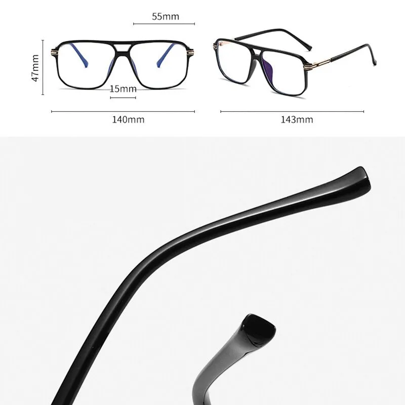 Handoer Unisex Full Rim Round Square Double Bridge Tr 90 Eyeglasses 260
