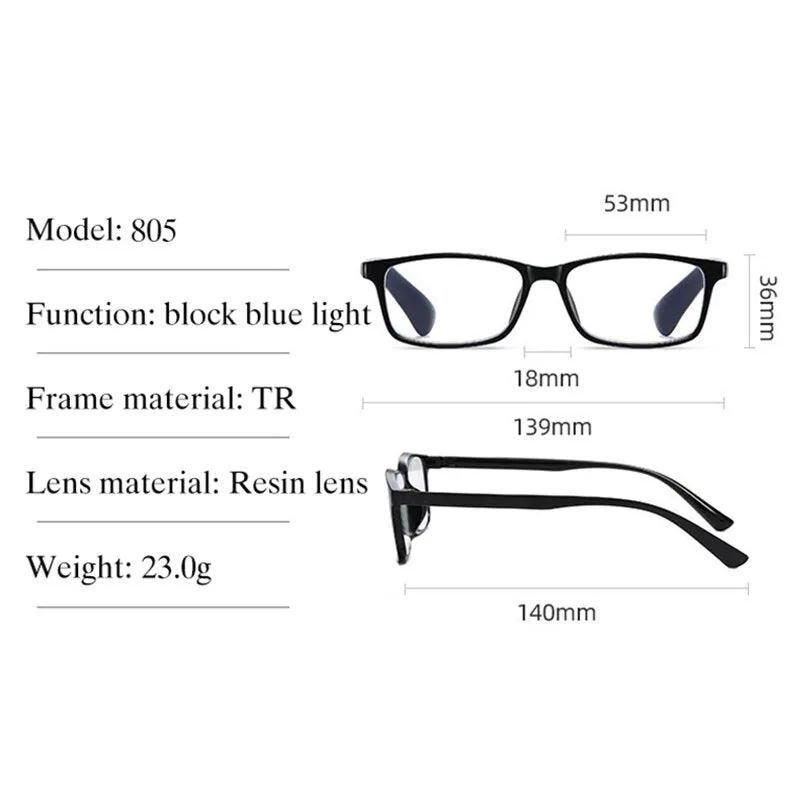 Handoer Unisex Full Rim Square Acetate Hyperopic Reading Glasses 805/806