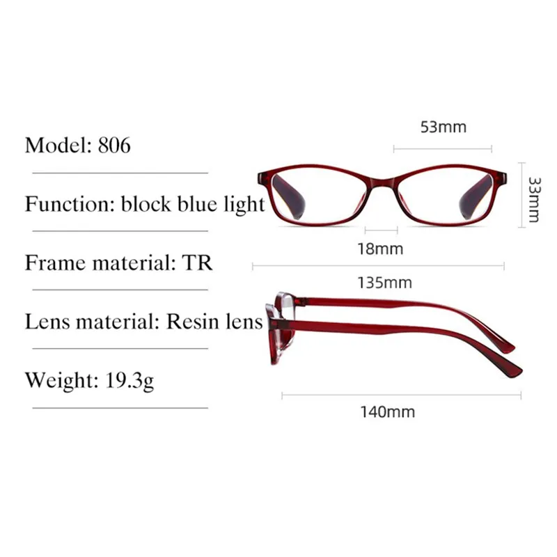 Handoer Unisex Full Rim Square Acetate Hyperopic Reading Glasses 805/806