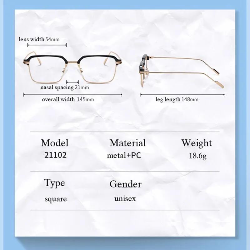 Handoer Unisex Full Rim Square Tr 90 Alloy Eyeglasses F21102