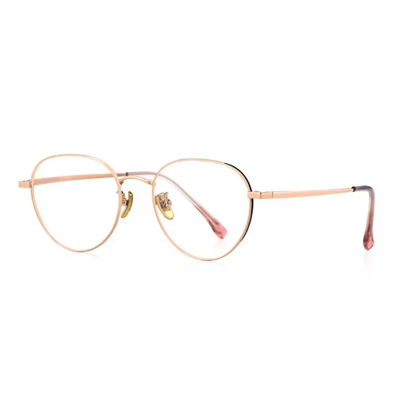 Handoer Women's Full Rim Irregular Round Titanium Eyeglasses T3927