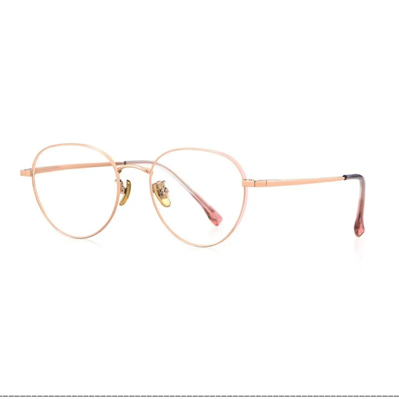 Handoer Women's Full Rim Irregular Round Titanium Eyeglasses T3927