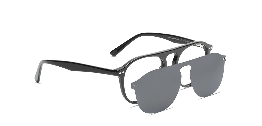Happster Sun On Unisex Eyeglasses Full_frame Pilot Large 52 Acetate SM SW2323
