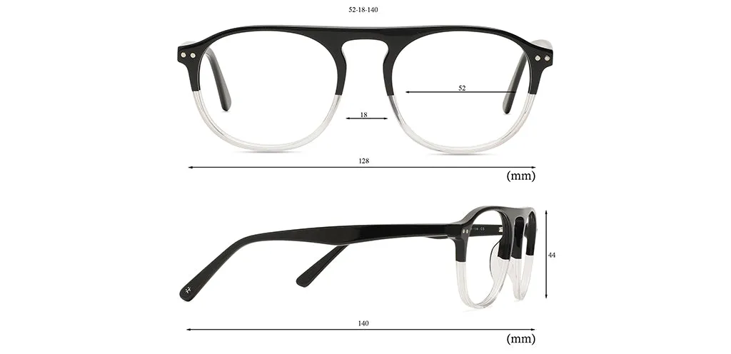 Happster Sun On Unisex Eyeglasses Full_frame Pilot Large 52 Acetate SM SW2323