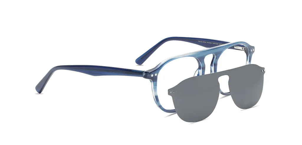 Happster Sun On Unisex Eyeglasses Full_frame Pilot Large 52 Acetate SM SW2323