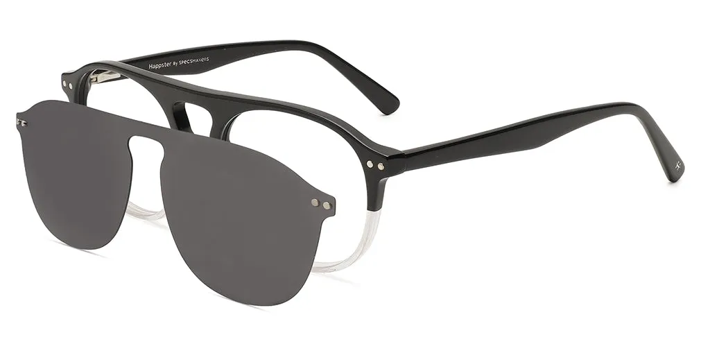 Happster Sun On Unisex Eyeglasses Full_frame Pilot Large 52 Acetate SM SW2323