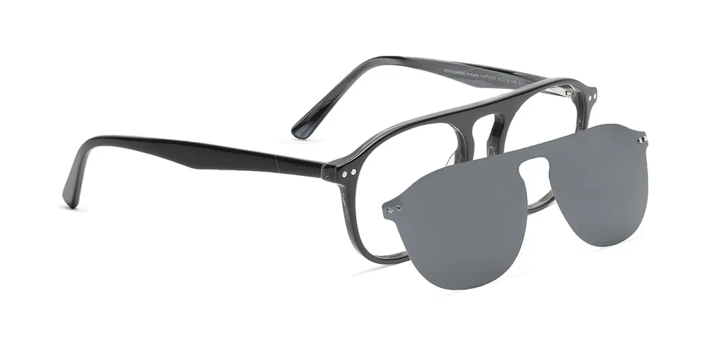 Happster Sun On Unisex Eyeglasses Full_frame Pilot Large 52 Acetate SM SW2323