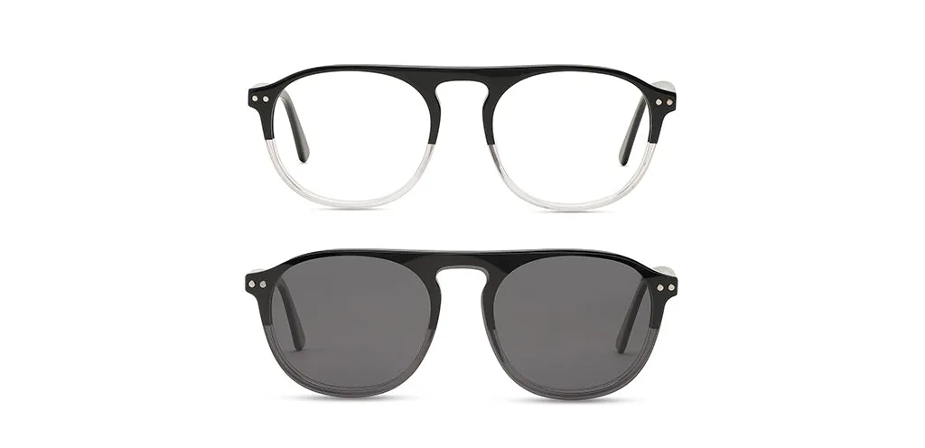 Happster Sun On Unisex Eyeglasses Full_frame Pilot Large 52 Acetate SM SW2323