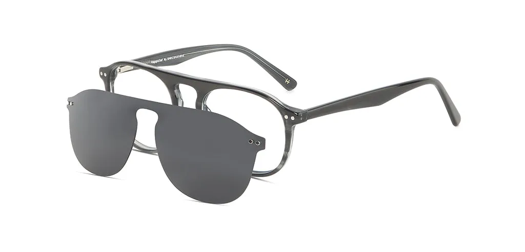 Happster Sun On Unisex Eyeglasses Full_frame Pilot Large 52 Acetate SM SW2323