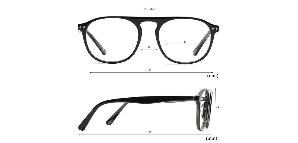 Happster Sun On Unisex Eyeglasses Full_frame Pilot Large 52 Acetate SM SW2323